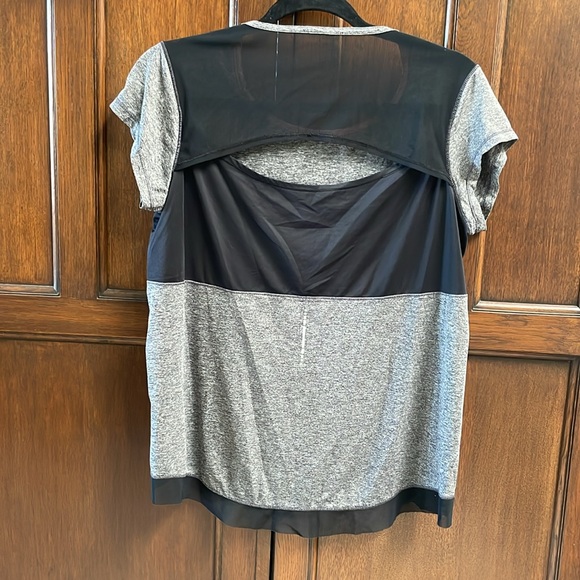 Gray and black sheer athletic jersey top - Picture 2 of 4
